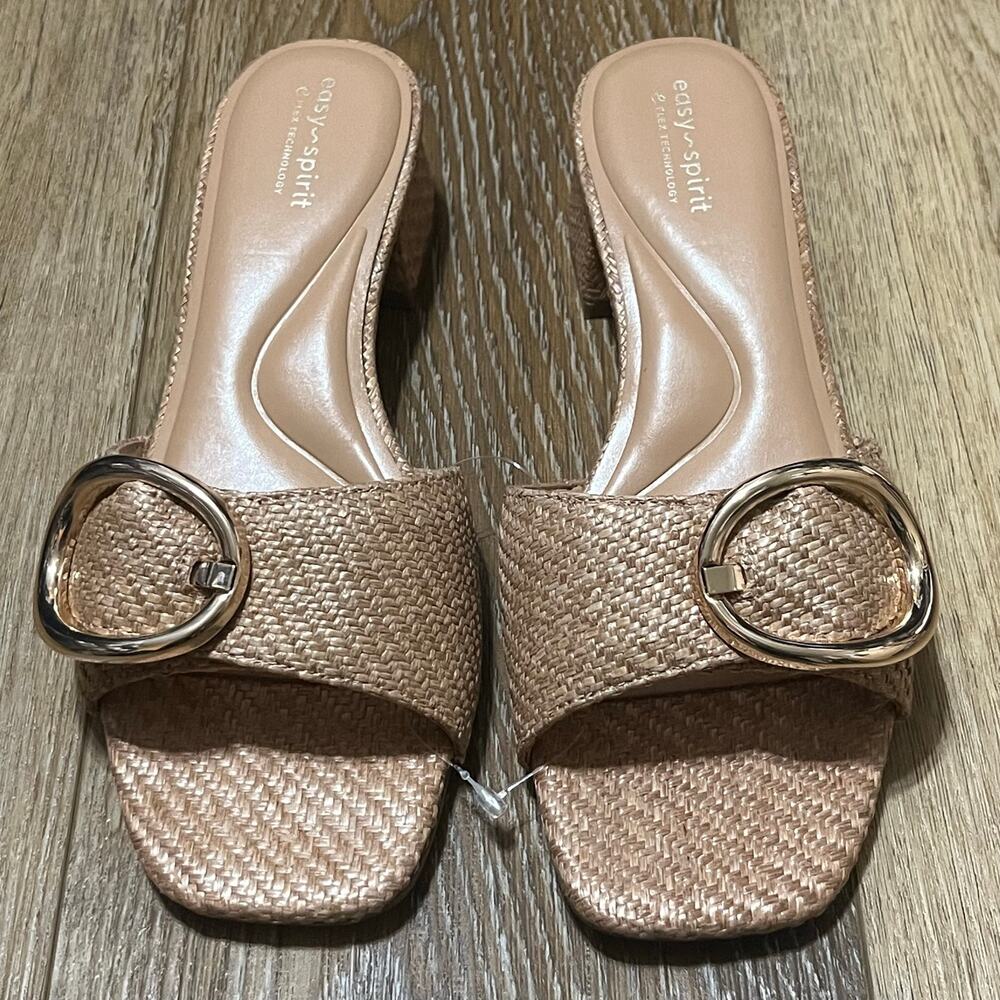 Easy Spirit Women's Roxana eFlex Buckle Block Heel Sandals Size 9M Natural Boho